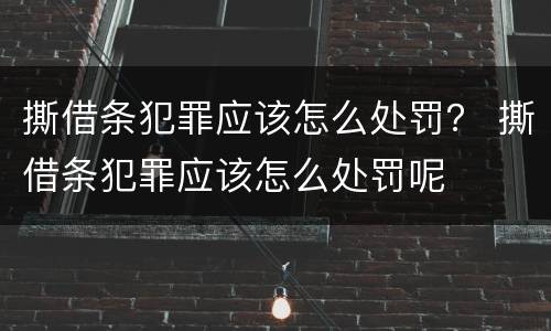 撕借条犯罪应该怎么处罚？ 撕借条犯罪应该怎么处罚呢