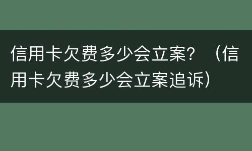 信用卡欠费多少会立案？（信用卡欠费多少会立案追诉）