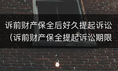 诉前财产保全后好久提起诉讼（诉前财产保全提起诉讼期限）