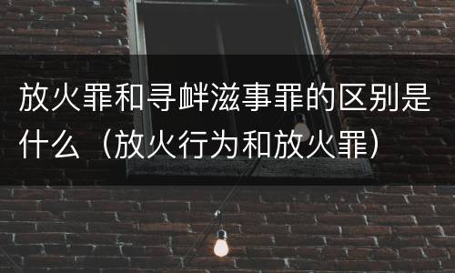 放火罪和寻衅滋事罪的区别是什么（放火行为和放火罪）