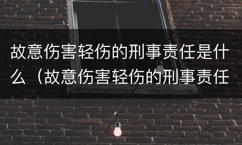 故意伤害轻伤的刑事责任是什么（故意伤害轻伤的刑事责任是什么案件）