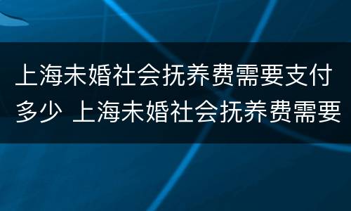 上海未婚社会抚养费需要支付多少 上海未婚社会抚养费需要支付多少钱