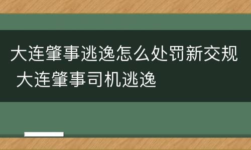 大连肇事逃逸怎么处罚新交规 大连肇事司机逃逸
