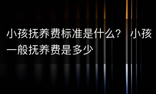小孩抚养费标准是什么？ 小孩一般抚养费是多少