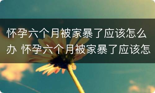 怀孕六个月被家暴了应该怎么办 怀孕六个月被家暴了应该怎么办呢