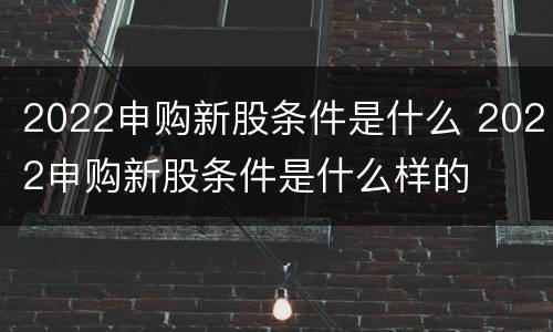 2022申购新股条件是什么 2022申购新股条件是什么样的