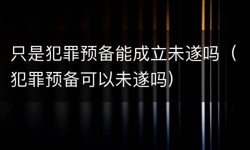 只是犯罪预备能成立未遂吗（犯罪预备可以未遂吗）