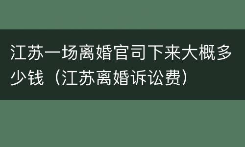 江苏一场离婚官司下来大概多少钱（江苏离婚诉讼费）