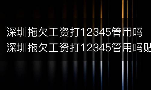 深圳拖欠工资打12345管用吗 深圳拖欠工资打12345管用吗贴吧