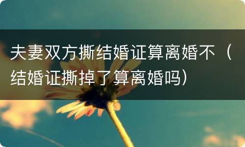 夫妻双方撕结婚证算离婚不（结婚证撕掉了算离婚吗）