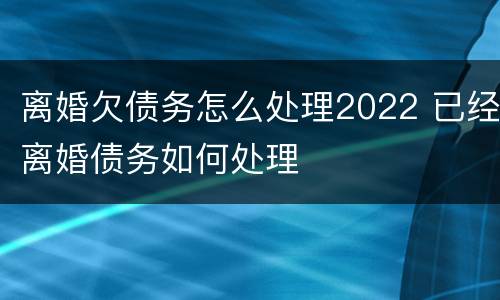 离婚欠债务怎么处理2022 已经离婚债务如何处理