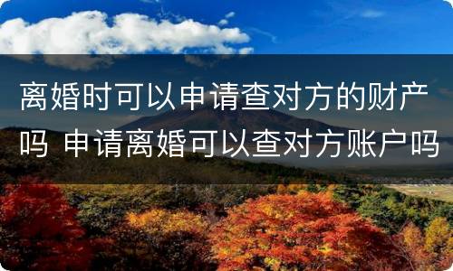 离婚时可以申请查对方的财产吗 申请离婚可以查对方账户吗