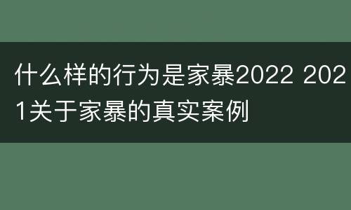 什么样的行为是家暴2022 2021关于家暴的真实案例