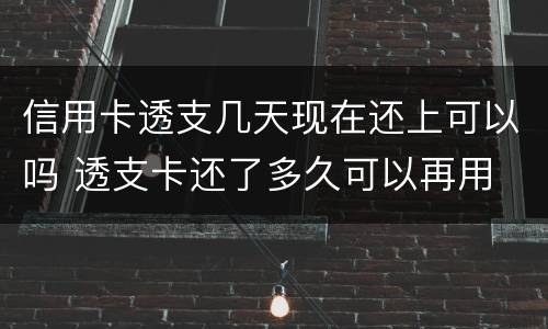 信用卡透支几天现在还上可以吗 透支卡还了多久可以再用