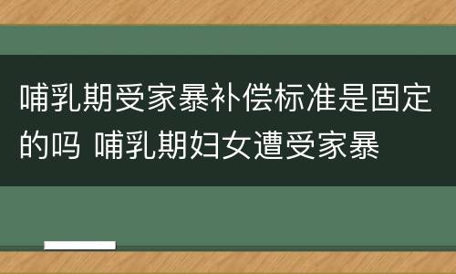 哺乳期受家暴补偿标准是固定的吗 哺乳期妇女遭受家暴