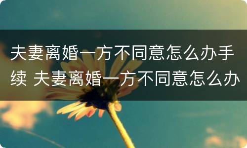 夫妻离婚一方不同意怎么办手续 夫妻离婚一方不同意怎么办手续流程