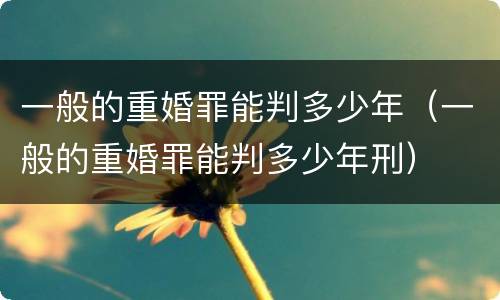 一般的重婚罪能判多少年（一般的重婚罪能判多少年刑）