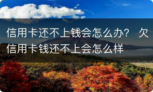 信用卡还不上钱会怎么办？ 欠信用卡钱还不上会怎么样