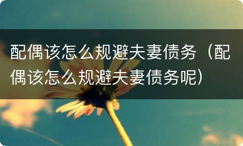 配偶该怎么规避夫妻债务（配偶该怎么规避夫妻债务呢）