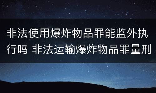 非法使用爆炸物品罪能监外执行吗 非法运输爆炸物品罪量刑