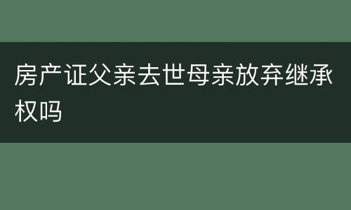 房产证父亲去世母亲放弃继承权吗