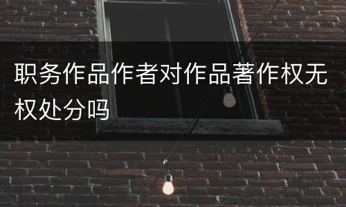 职务作品作者对作品著作权无权处分吗