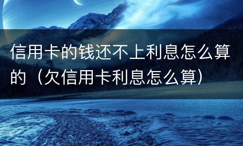 信用卡的钱还不上利息怎么算的（欠信用卡利息怎么算）