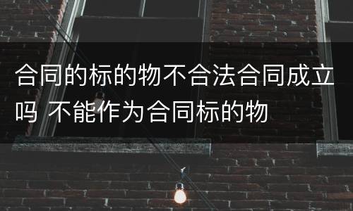 合同的标的物不合法合同成立吗 不能作为合同标的物