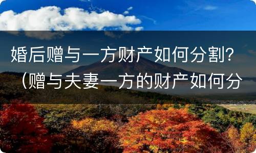 婚后赠与一方财产如何分割？（赠与夫妻一方的财产如何分割）