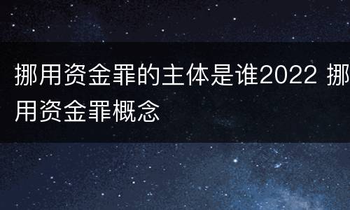 挪用资金罪的主体是谁2022 挪用资金罪概念