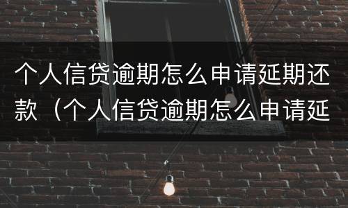 个人信贷逾期怎么申请延期还款（个人信贷逾期怎么申请延期还款业务）
