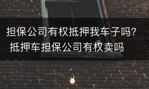担保公司有权抵押我车子吗？ 抵押车担保公司有权卖吗