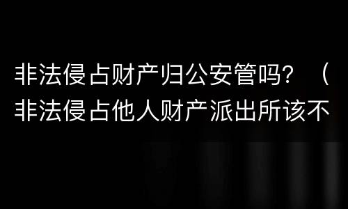 非法侵占财产归公安管吗？（非法侵占他人财产派出所该不该立案）