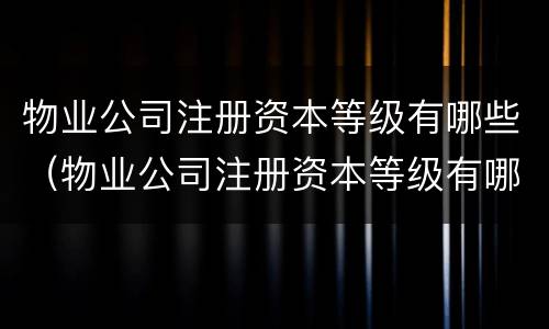 物业公司注册资本等级有哪些（物业公司注册资本等级有哪些要求）