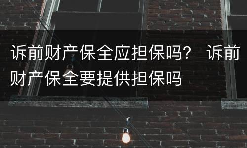 诉前财产保全应担保吗？ 诉前财产保全要提供担保吗