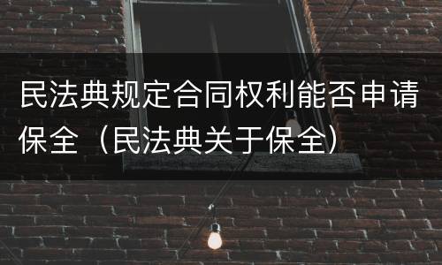 民法典规定合同权利能否申请保全（民法典关于保全）
