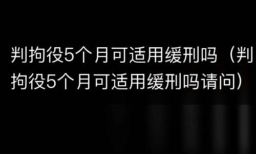 判拘役5个月可适用缓刑吗（判拘役5个月可适用缓刑吗请问）