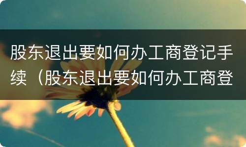 股东退出要如何办工商登记手续（股东退出要如何办工商登记手续呢）
