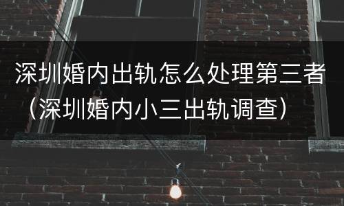 深圳婚内出轨怎么处理第三者（深圳婚内小三出轨调查）