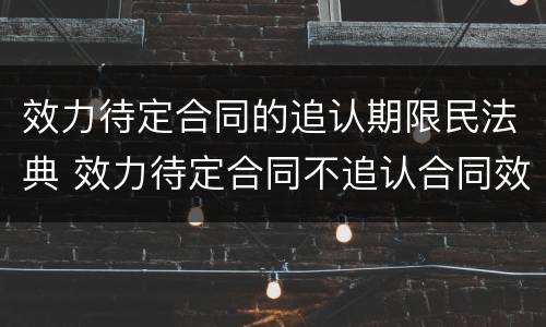 效力待定合同的追认期限民法典 效力待定合同不追认合同效力