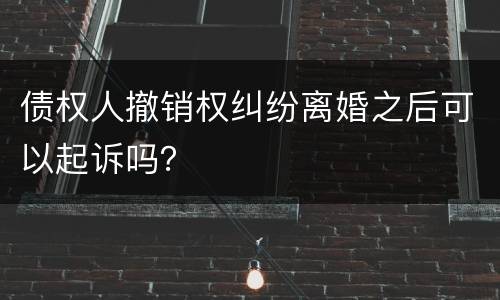 债权人撤销权纠纷离婚之后可以起诉吗？