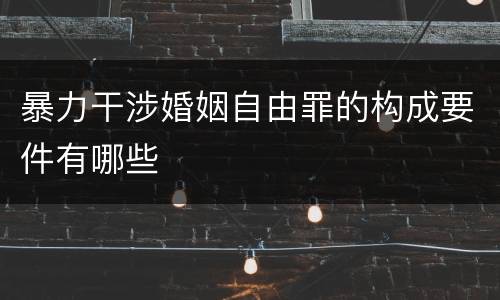 暴力干涉婚姻自由罪的构成要件有哪些