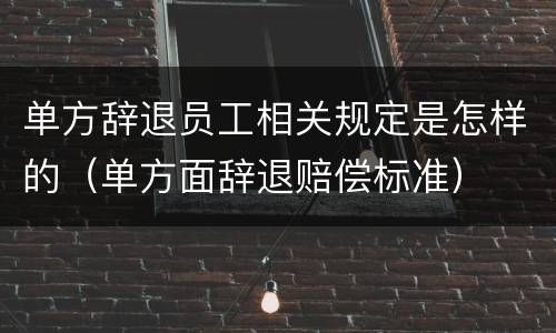 单方辞退员工相关规定是怎样的（单方面辞退赔偿标准）