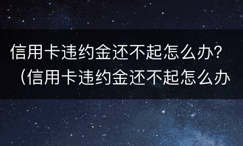 信用卡违约金还不起怎么办？（信用卡违约金还不起怎么办理）