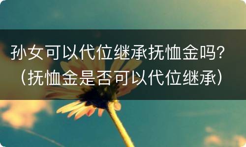 孙女可以代位继承抚恤金吗？（抚恤金是否可以代位继承）