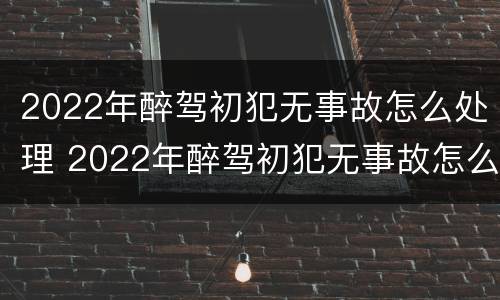 2022年醉驾初犯无事故怎么处理 2022年醉驾初犯无事故怎么处理的