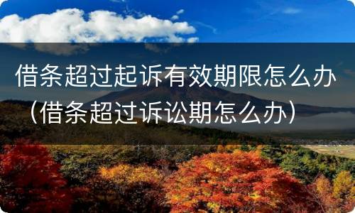 借条超过起诉有效期限怎么办（借条超过诉讼期怎么办）