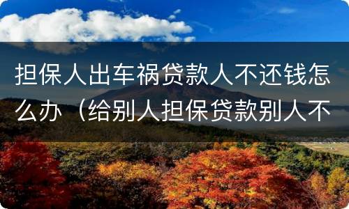 担保人出车祸贷款人不还钱怎么办（给别人担保贷款别人不还钱怎么办）