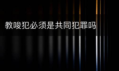 教唆犯必须是共同犯罪吗