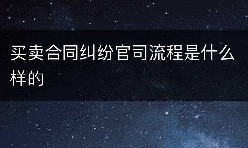 买卖合同纠纷官司流程是什么样的